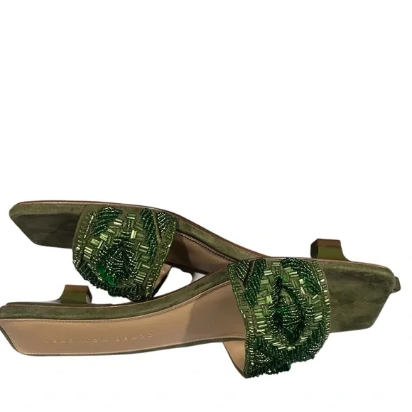 Veronica Beard Green Embellished Sandals - Picture 4 of 8